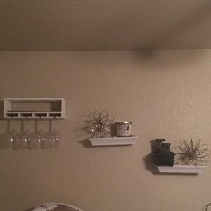 Wine case, water fall, shelves , decorations